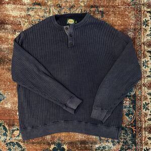 Men’s Cabela’s Ribbed Knit Henley Sweater XL Navy Outdoor Heritage Fisherman